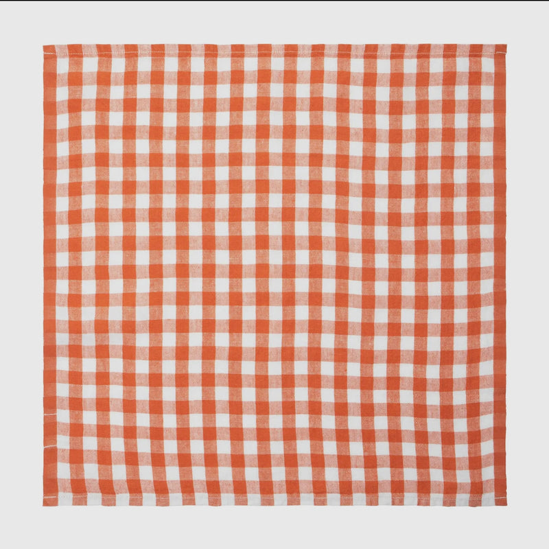 Belgian Linen Napkins in Pumpkin Spice Plaid by Caravan Set of 4