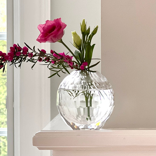 round faceted glass bud vase by Beatriz Ball