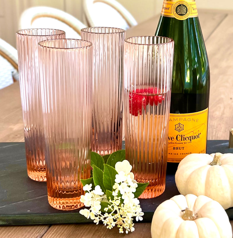 Pink stemless champagne flutes 