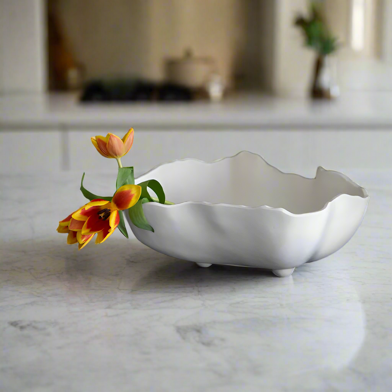 White melamine serving bowl by Beatriz ball