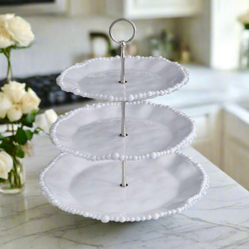 White melamine tiered server by Beatriz ball