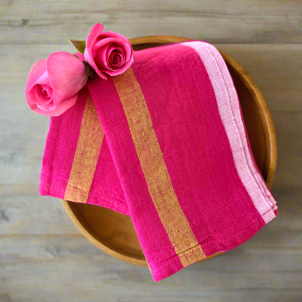 Stonewashed linen napkins in pink 