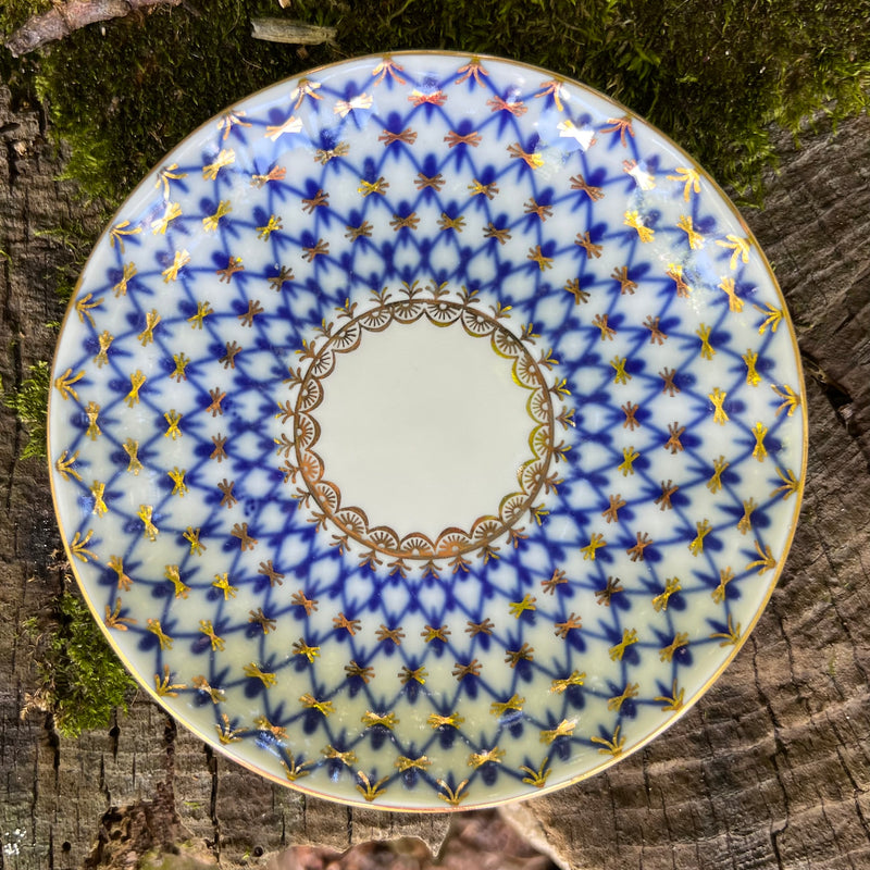 Vintage Blue and White Teacup with Saucer