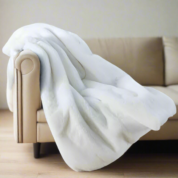 Luxe Faux Fur Throw Blanket in Winter White DOVECOTE Artistry at Home