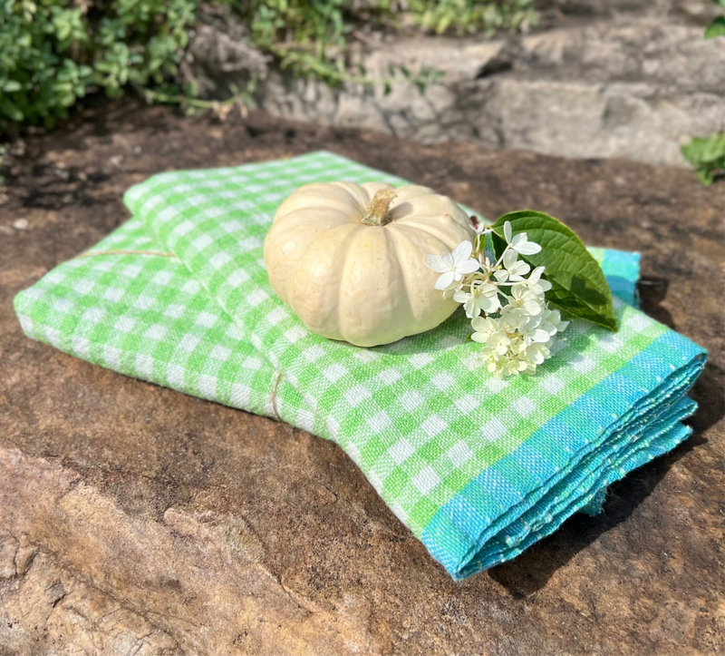 Gingham linen kitchen towel 