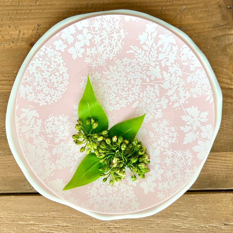 Pink Floral Plastic Party Plates Set of 12