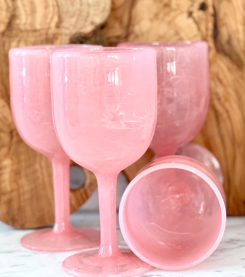 Outdoor Wine Glasses in Barbie Pink Set of 4