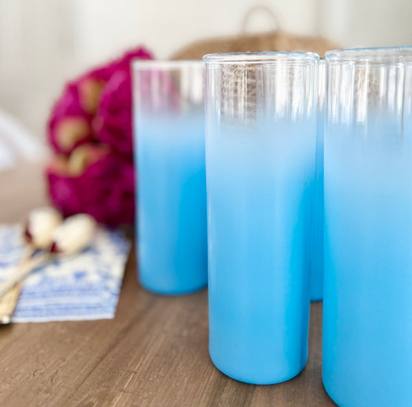 Vintage cocktail glasses in frosted blue 