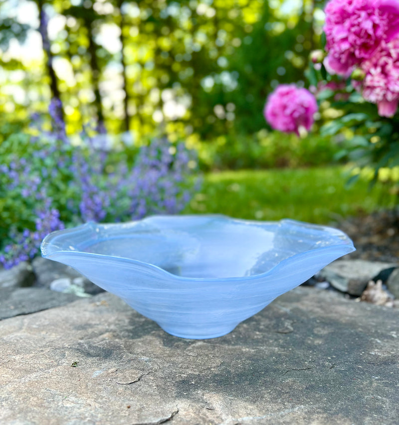 Blue alabaster glass bowl