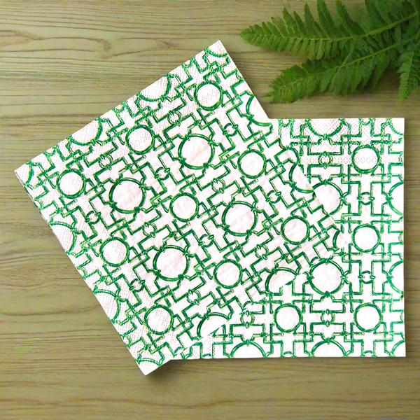 Green and white paper napkins 