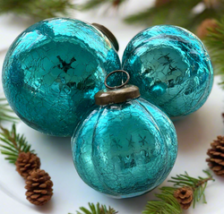 Coastal Blue Mercury Glass Balls Set of 3 Last Set!