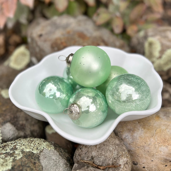 Winter Green Ornament Balls Set of 9