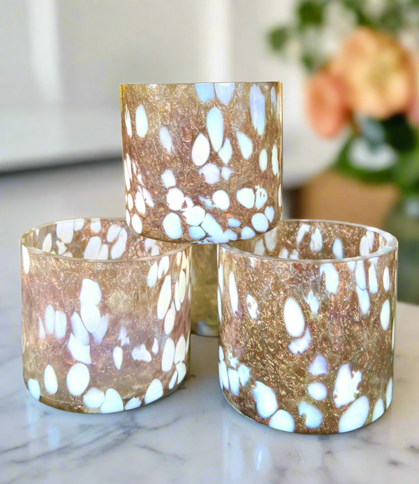 Speckled Gold glass votive holders 