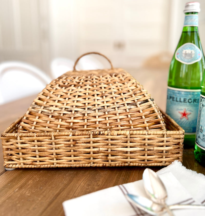 Wicker Domed Food Cloche with Tray by The Enchanted Home