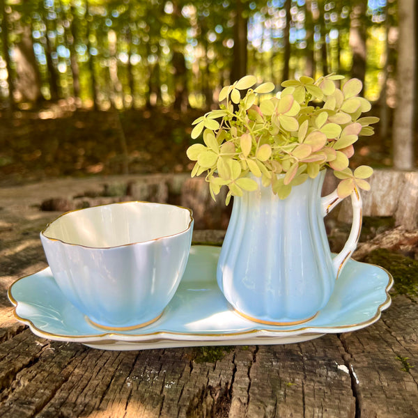 Vintage light blue sugar and creamer set 
