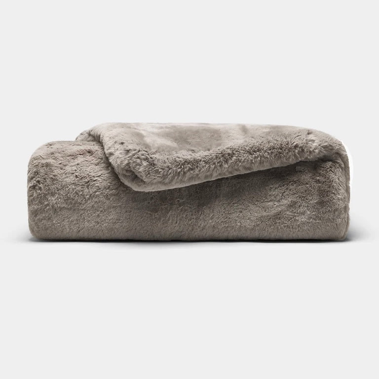 Faux fur throw blanket in grey