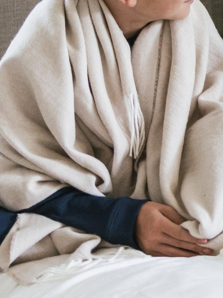Bamboo Herringbone Throw Blanket available in multiple colors