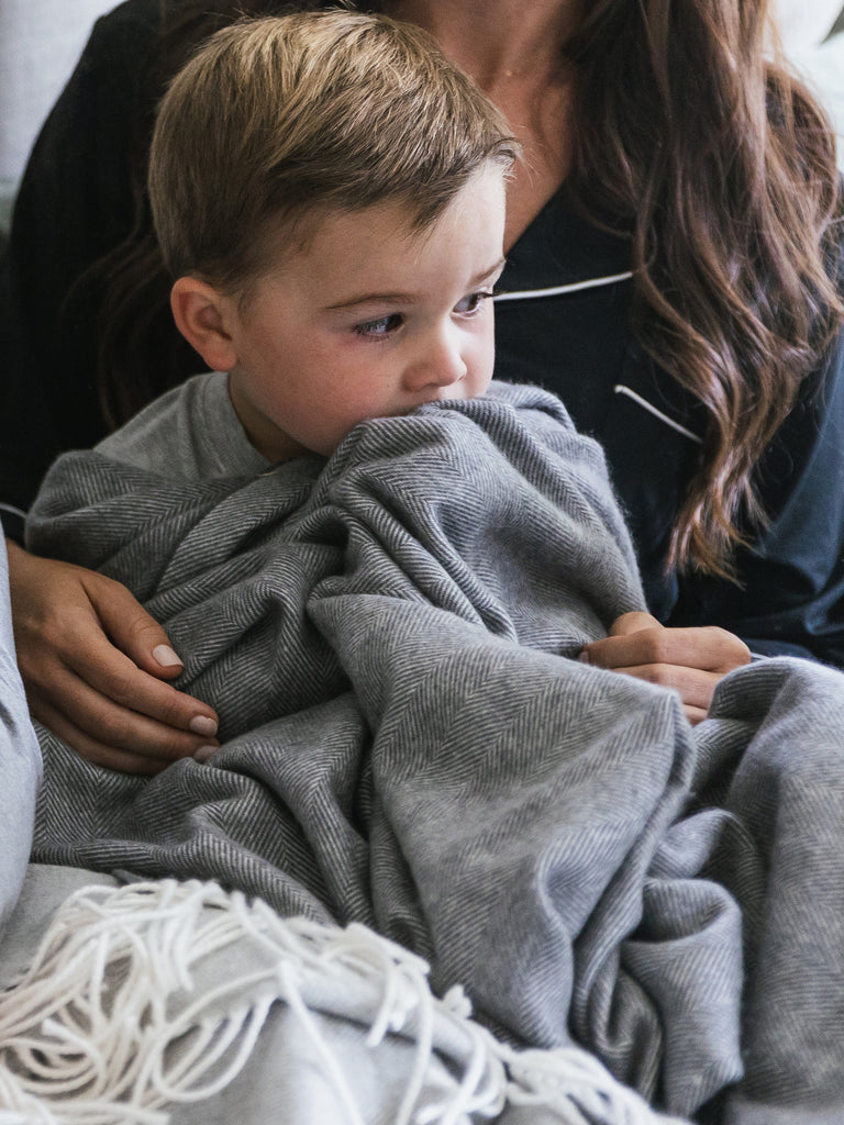 Bamboo Herringbone Throw Blanket available in multiple colors
