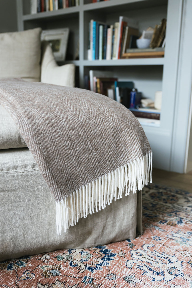 Bamboo Herringbone Throw Blanket available in multiple colors