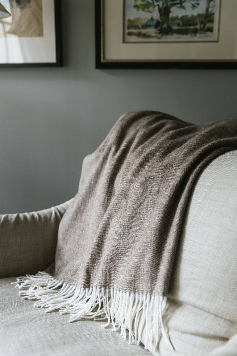 Bamboo Herringbone Throw Blanket available in multiple colors
