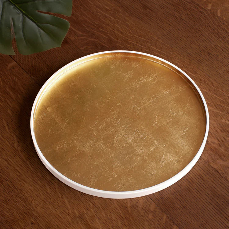 Indochine Round Lacquered Gold Tray