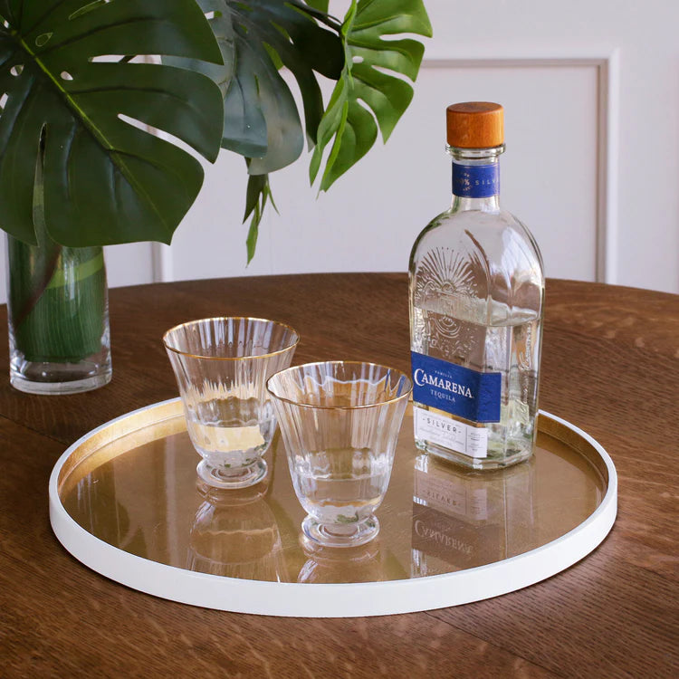 Indochine Round Lacquered Gold Tray