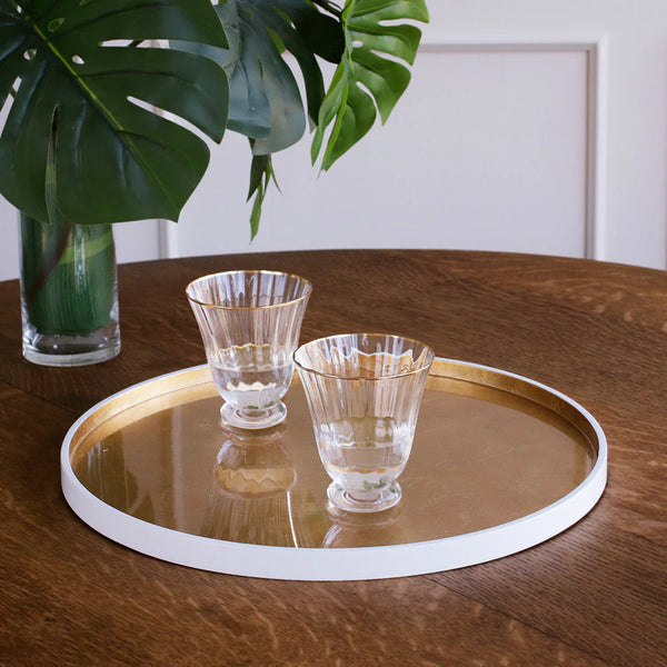 Indochine Round Lacquered Gold Tray