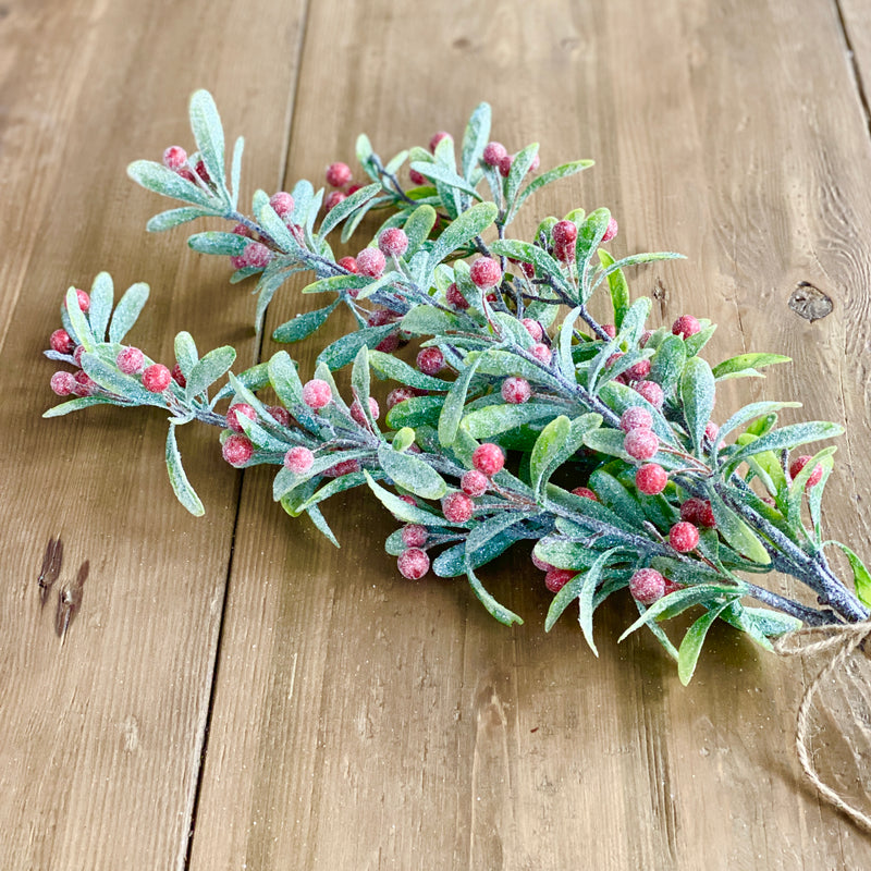 Faux Greenery Glistening Branch with Berries