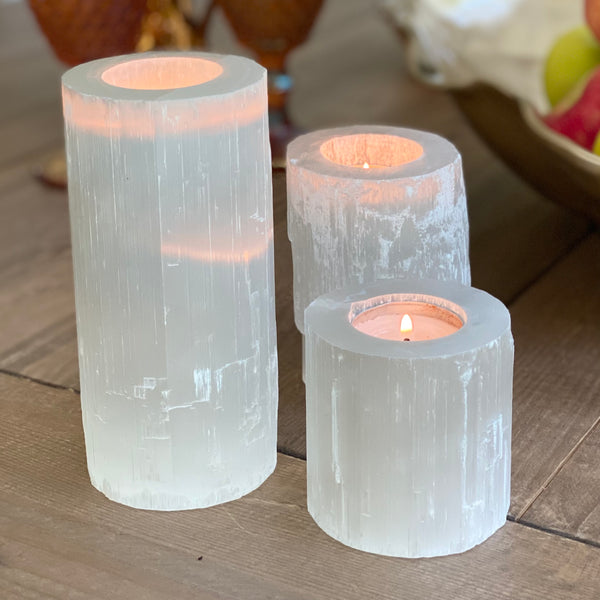 Selenite candle holders 