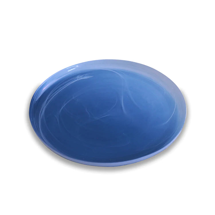 New Orleans Indigo Navy Blue and White Artisan Swirl Glass Serving Platter by Beatriz Ball