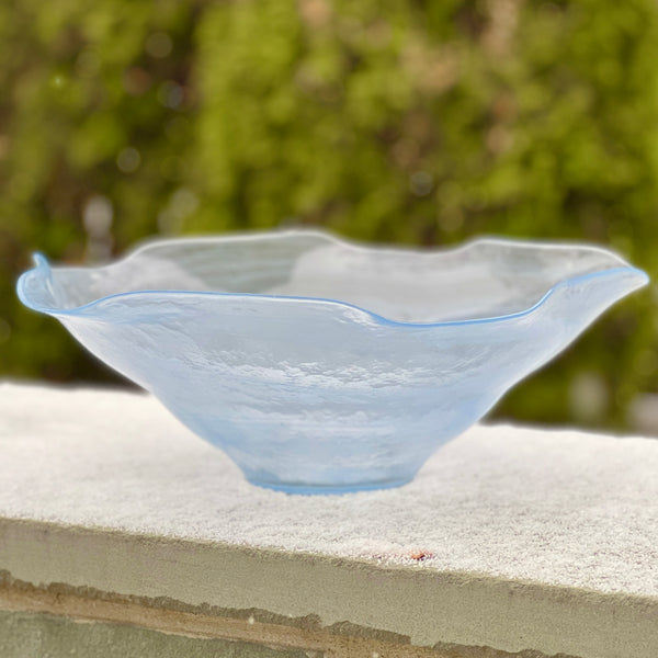 blue alabaster glass large wave bowl by Beatriz ball