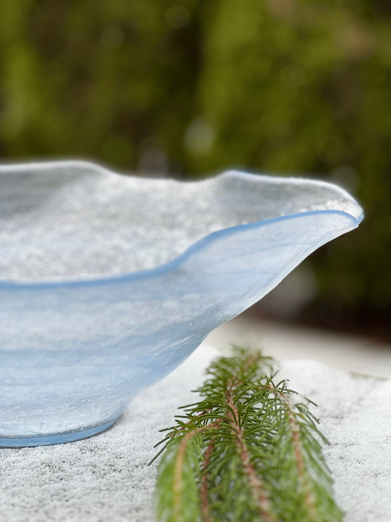 Blue Alabaster Glass Wave Bowl by Beatriz Ball