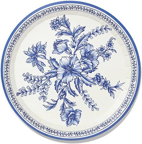 toile paper dessert plates in blue by Coterie 