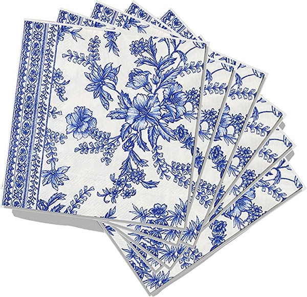 Coterie Blue and white toile paper napkins