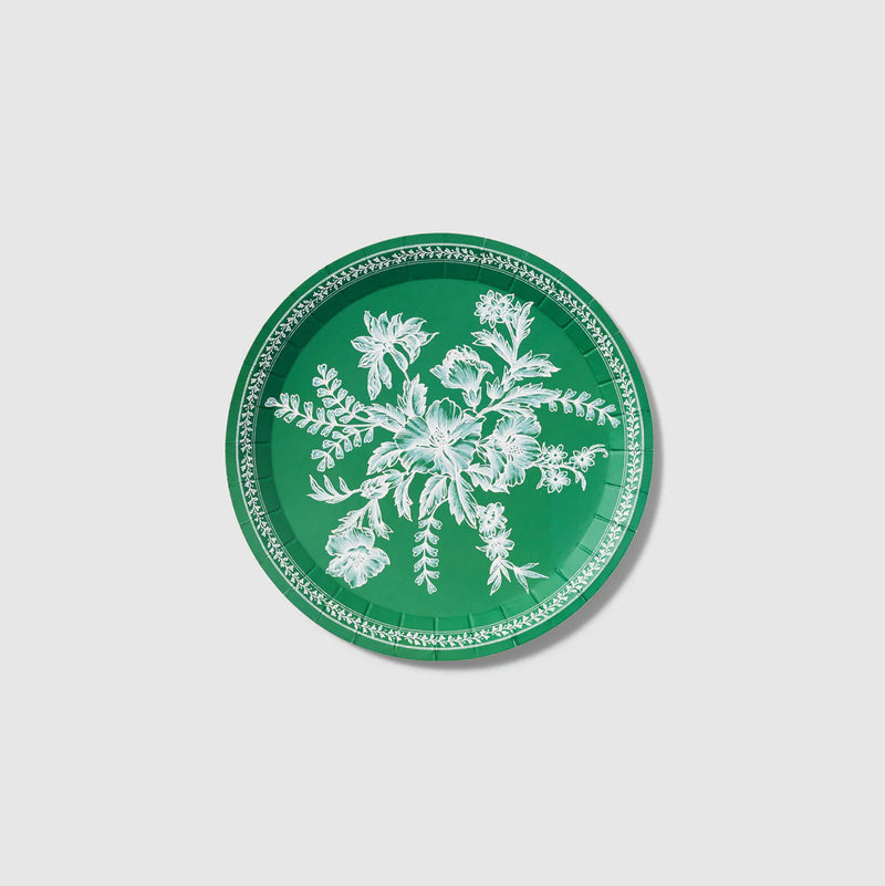 Toile Paper Salad Plates in Green by Coterie