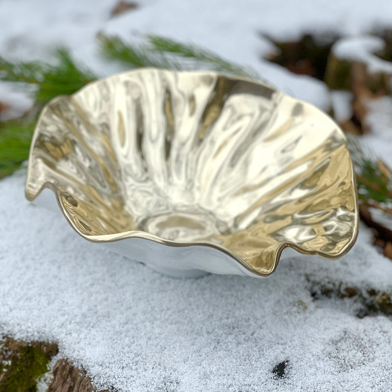 Just Reduced! Thanni Small Gold and White Metal Bloom Bowl by Beatriz Ball