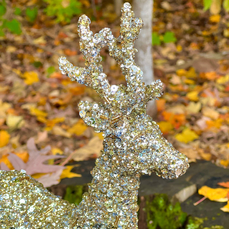 Almost Gone! Champagne Gold Sequined Standing Deer