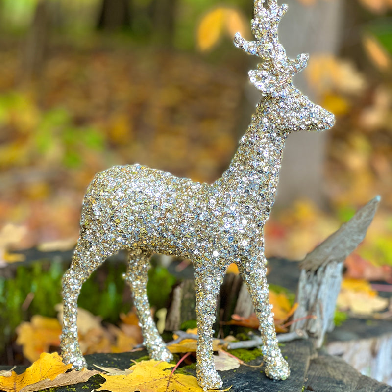 Almost Gone! Champagne Gold Sequined Standing Deer