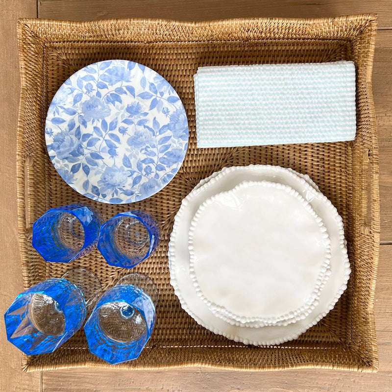 Blue and White Melamine Plates set of 4 assorted