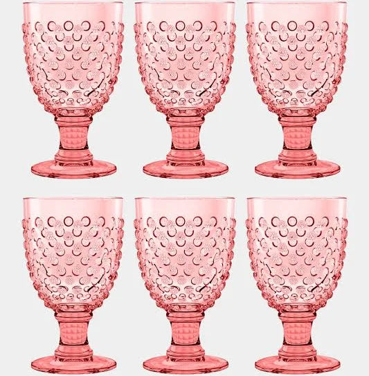 pink acrylic hobnail goblets, shatterproof outdoor glasses