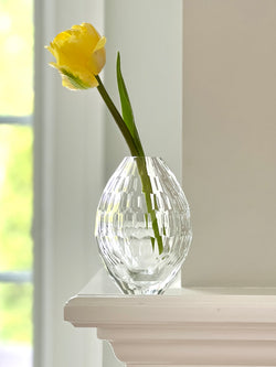 heavy faceted glass teardrop bud vase by Beatriz Ball