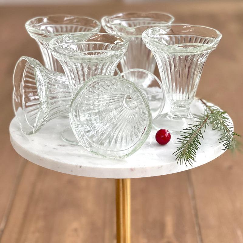 Vintage Ribbed Glass Dessert Cups Set — set of 6 – DOVECOTE