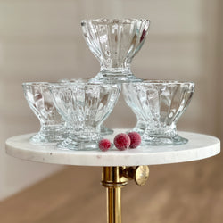 Vintage Ribbed Glass Dessert Cups Set — set of 6