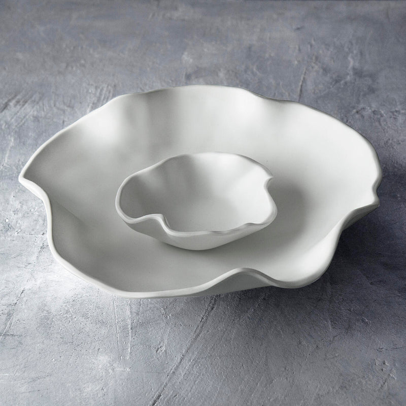 Nube Cloud Large Chip and Dip White Melamine Platter and Bowl Set by Beatriz Ball
