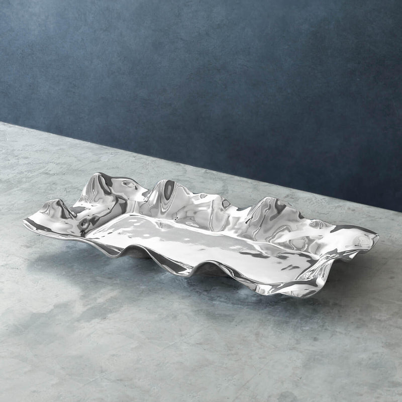 Polished metal Vento  tray with sculptural edge by Beatriz Ball