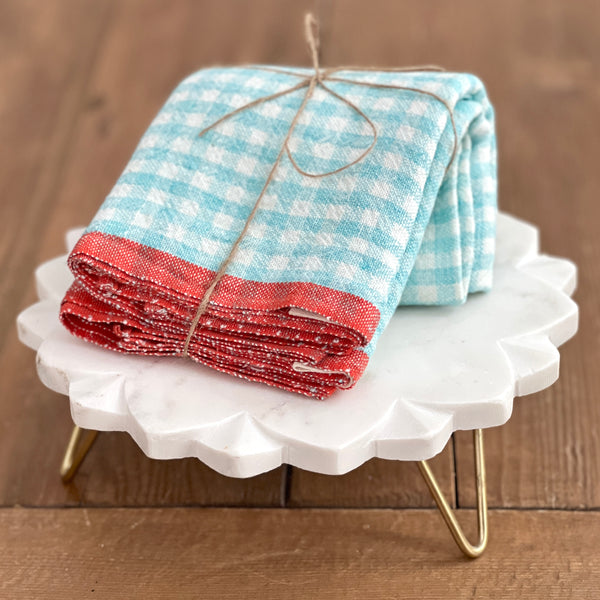 Gingham linen tea towel