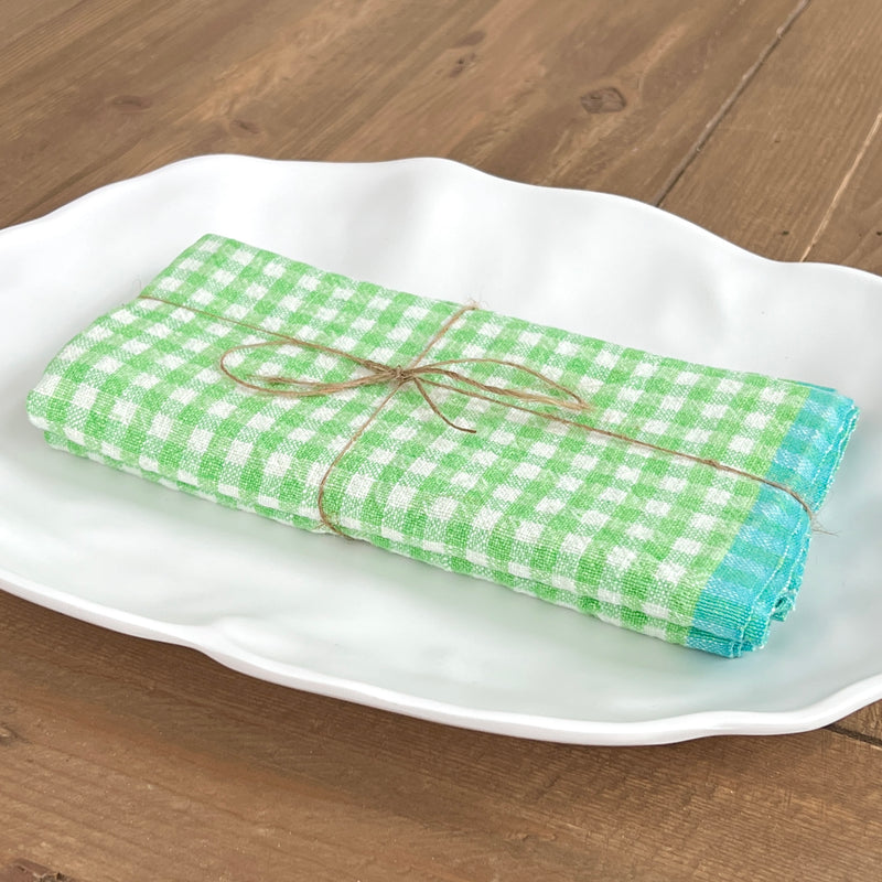 Classic Green And Aqua Blue Check Heavyweight Linen Kitchen Towel by C –  DOVECOTE
