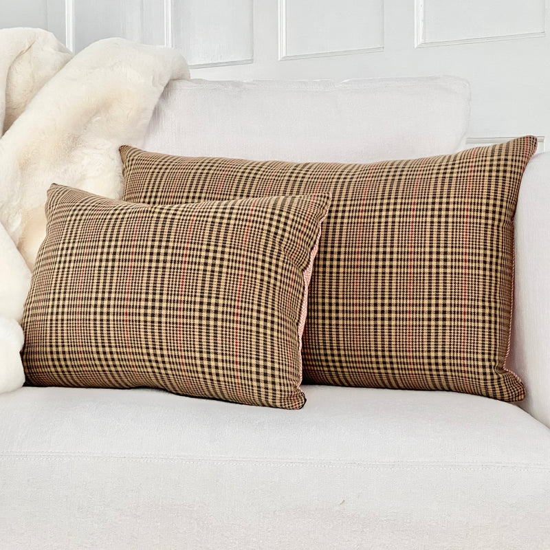 NEW! Brummell Glen Plaid Large Designer Lumbar Reversible Pillow by Dovecote Home
