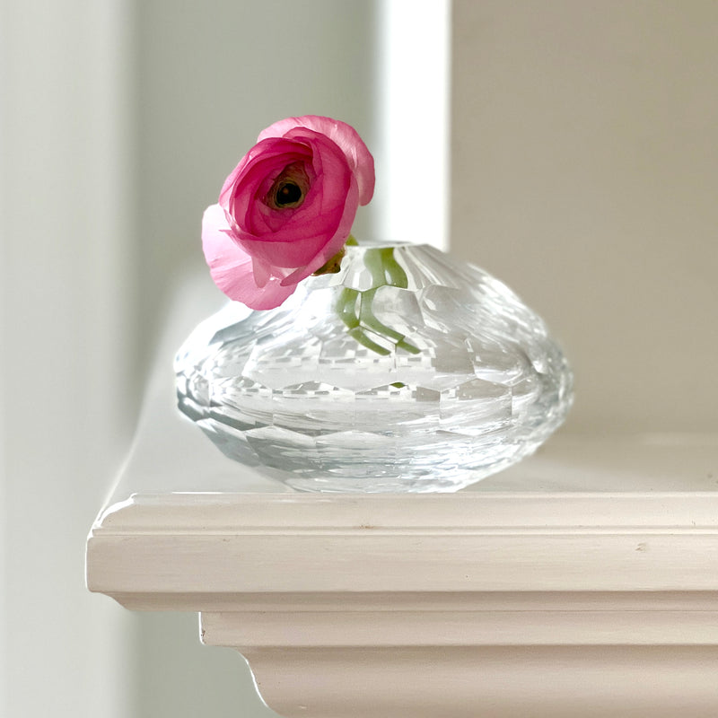 Brilliant Faceted Short Glass Bud Vase by Beatriz Ball