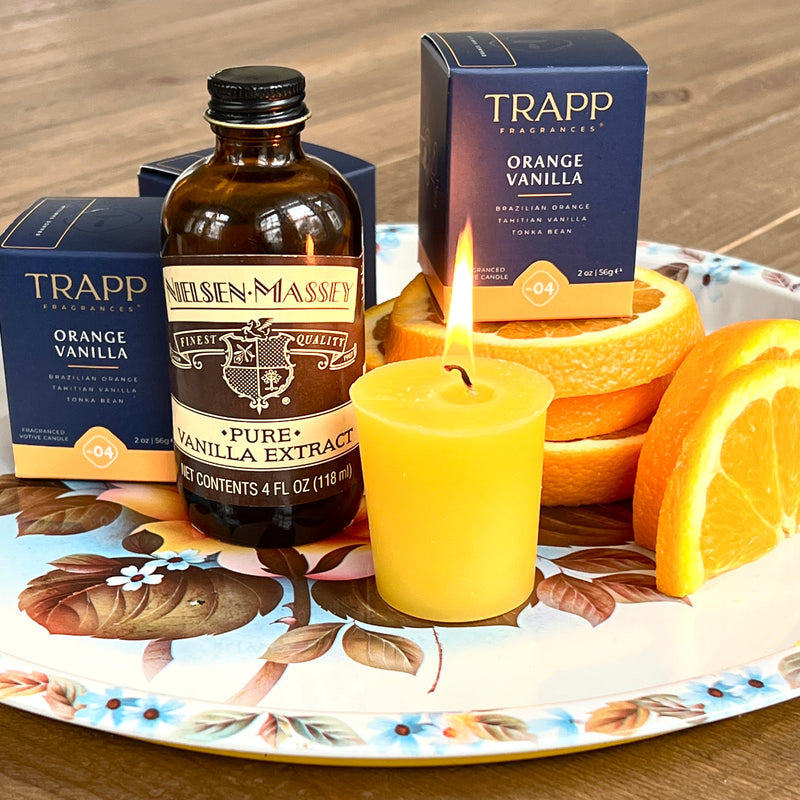 Orange Vanilla scented votive candle by Trapp Private Gardens, best selling Orange Vanilla boxed votive by Trapp